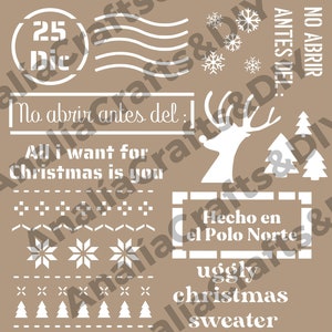 Plantilla de Navidad. Archivo de corte formato PNG/SVG. Stencil Navideño