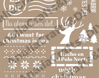 Plantilla de Navidad. Archivo de corte formato PNG/SVG. Stencil Navideño