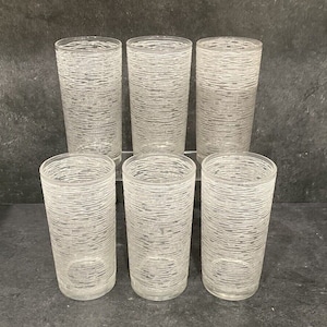 Set of 6 Vintage Libbey Gray Ombre Textured High Tumblers Drink Glass 5.5&quot; Tall *RARE FIND*