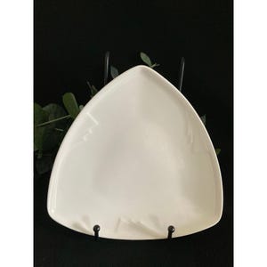 Homer Laughlin Milford White Triangular China Plates Set of 4 USA Made Lead Free