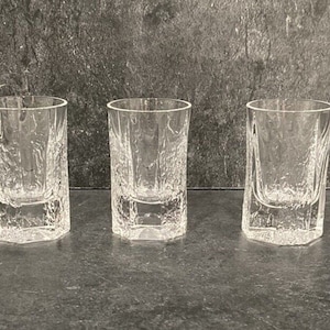 Vintage MCM IITTALA Finland Kalinka Shot Glasses Clear Textured Set of 3