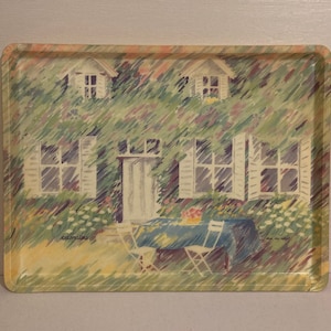 Vintage 80s Mikasa Creations ALPAC Legacy Tray Camaieu Drawing by Ana M Vogel French Country Motif France
