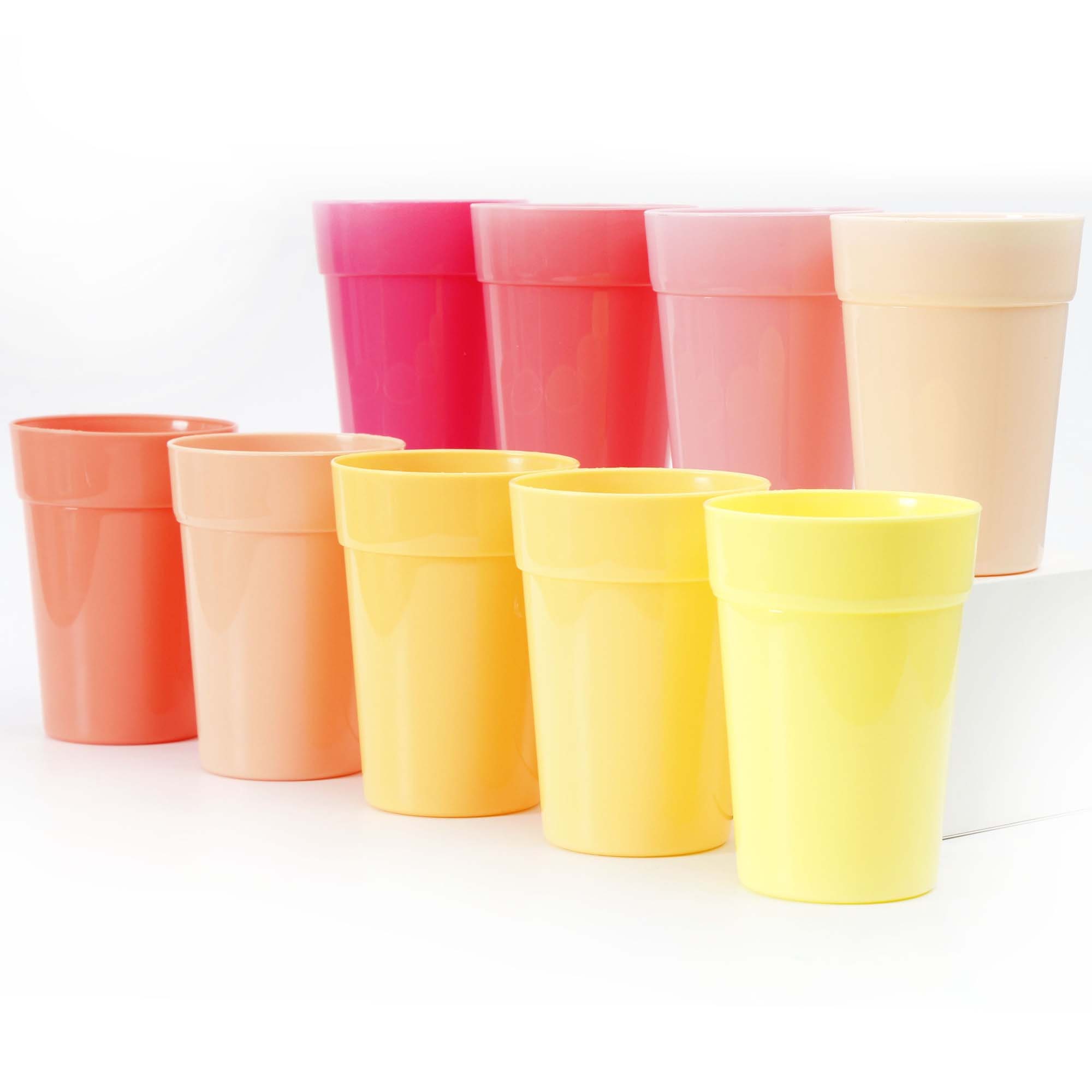 Youngever 9 Pack 8OZ Small Kids Plastic Cups - Peach