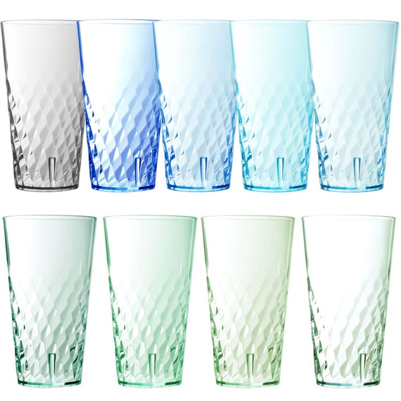 9 Pack 24OZ Plastic Tumblers, Plastic Glasses, Cafe Break-resistant Drinking  Glasses, Shatterproof Beverage Tumblers Coastal YE396.007 