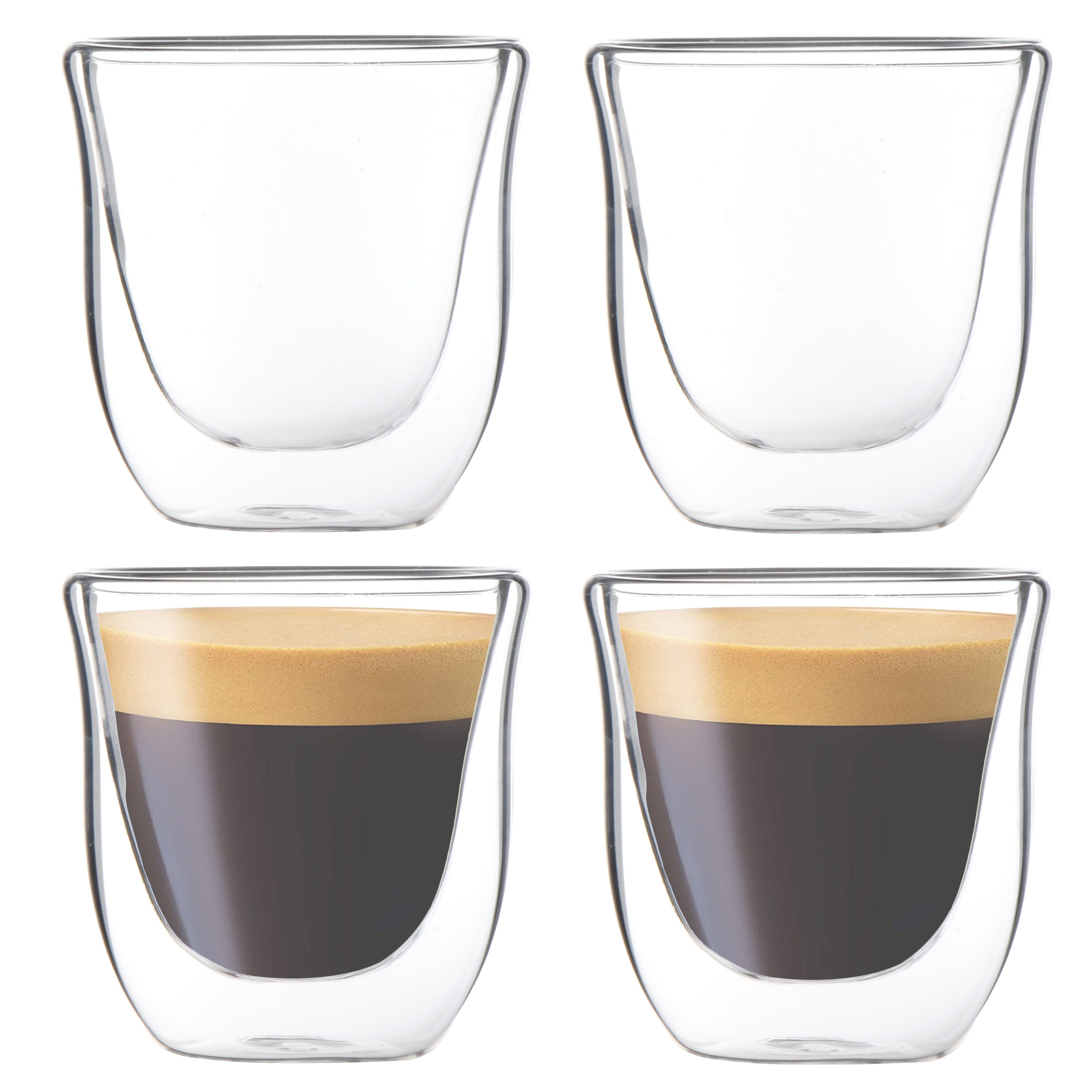 Youngever 3 Pack Espresso Cups, Double Wall Thermo Insulated Espresso Cups, Glass Coffee Cups, 5 Ounce (Wide)