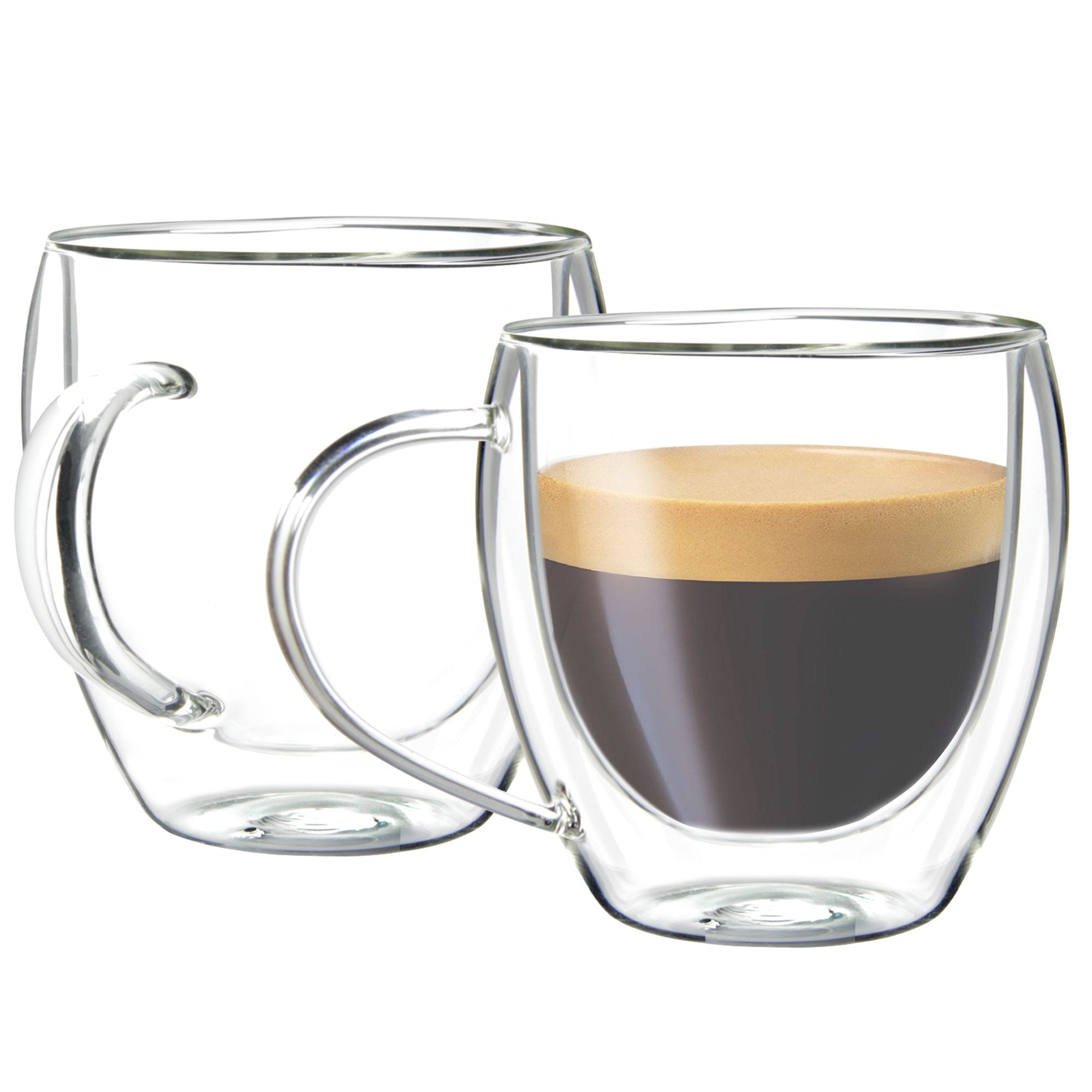 Youngever 2 Pack Glass Espresso Mugs, Double Wall Thermo Insulated Glass Coffee Cups, Glass Coffee Mugs, 5.5 Ounce (Tall)