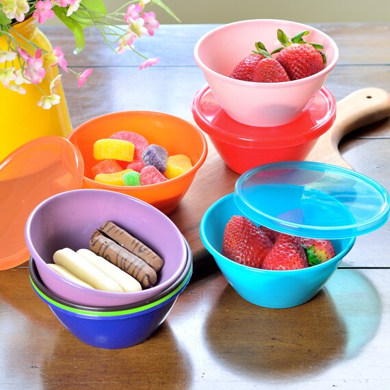 12 Ounce Plastic Bowls With Lids, Snack Bowls, Small Bowls, Food