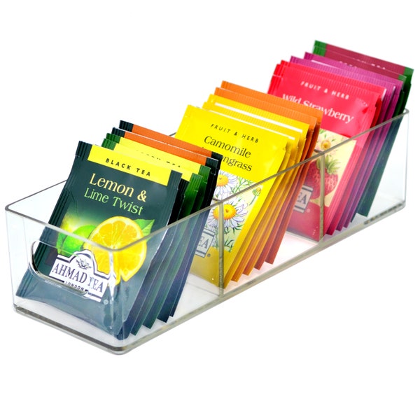 2 Pack Plastic Tea Packet Organizers, Tea Bag Holder, Tea Bag Storage, 8.5" x 3" x 2" YE391.156