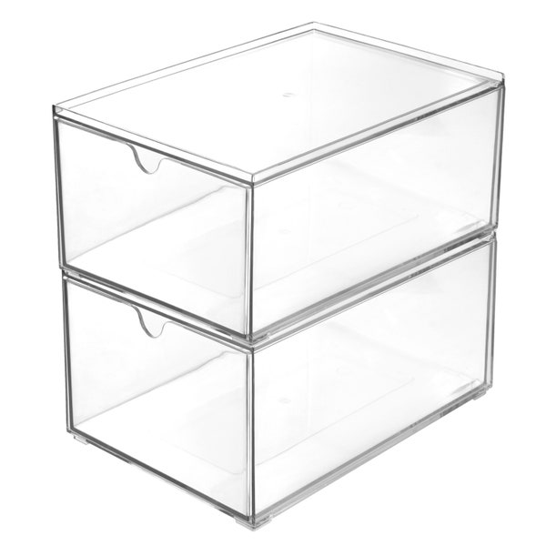 Youngever 2 Pack Stackable Organizer Drawers, Stackable Makeup Organizer , Stackable Makeup Storage, Clear Cosmetic Organizers YE395.093