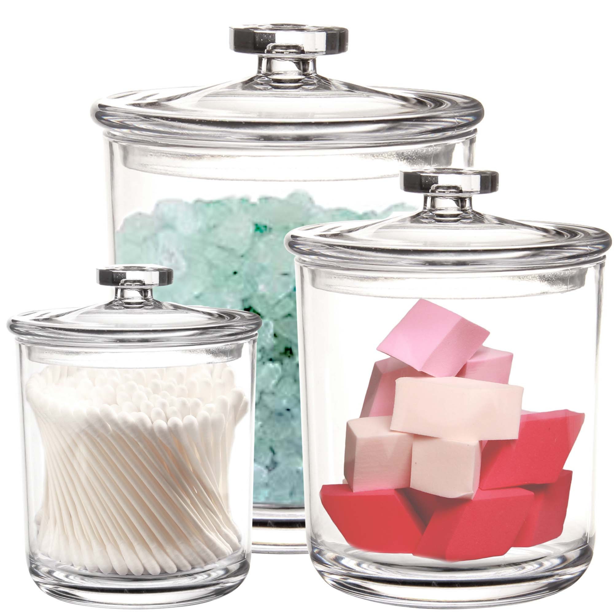 3 Pack Glass Apothecary Jar, Candy Jars With Lids, Glass Jars for Display  Storage, Display Decor, Home Decor 10/14/16 