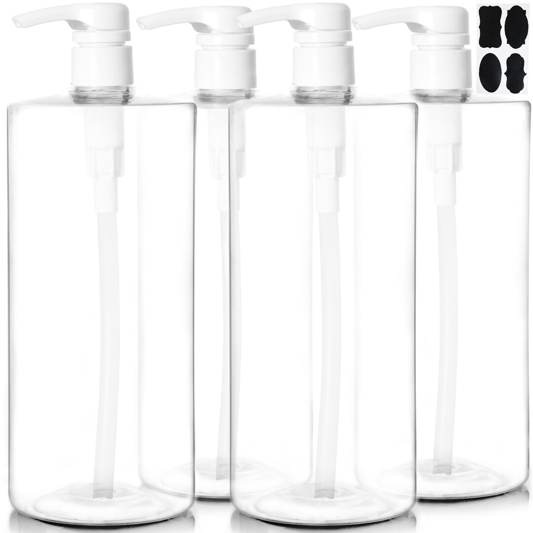 Youngever 4 Pack Pump Bottles for Shampoo 32 Ounce 1 Liter, Plastic