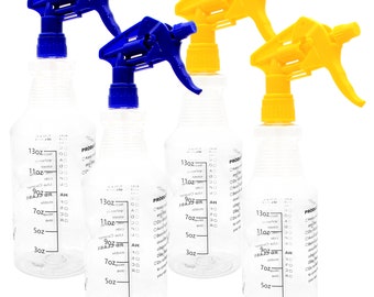 Youngever 4 Pack Empty Spray Bottles, Spray Bottles for Cleaning Solutions, Adjustable Nozzle, Printed Measurements and Checkbox YE949.168