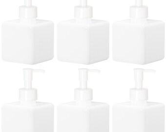 Youngever 6 Pack Plastic Square Pump Bottles 8OZ, Refillable Plastic Pump Bottles with Travel Lock - White YE395.215