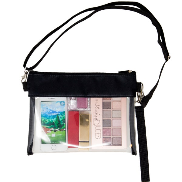 Youngever Deluxe Clear Cross-Body Purse, Clear Plastic Bag, Stadium Approved, Adjustable Cross-Body Strap and Wrist Strap YE393.778