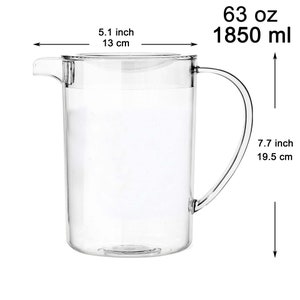 Zedker Plastic Pitcher with Lid Clear Acrylic Pitcher Shatter Proof Drink  Pitcher Juice Containers with Lids for Fridge Iced Tea Pitcher with Spout
