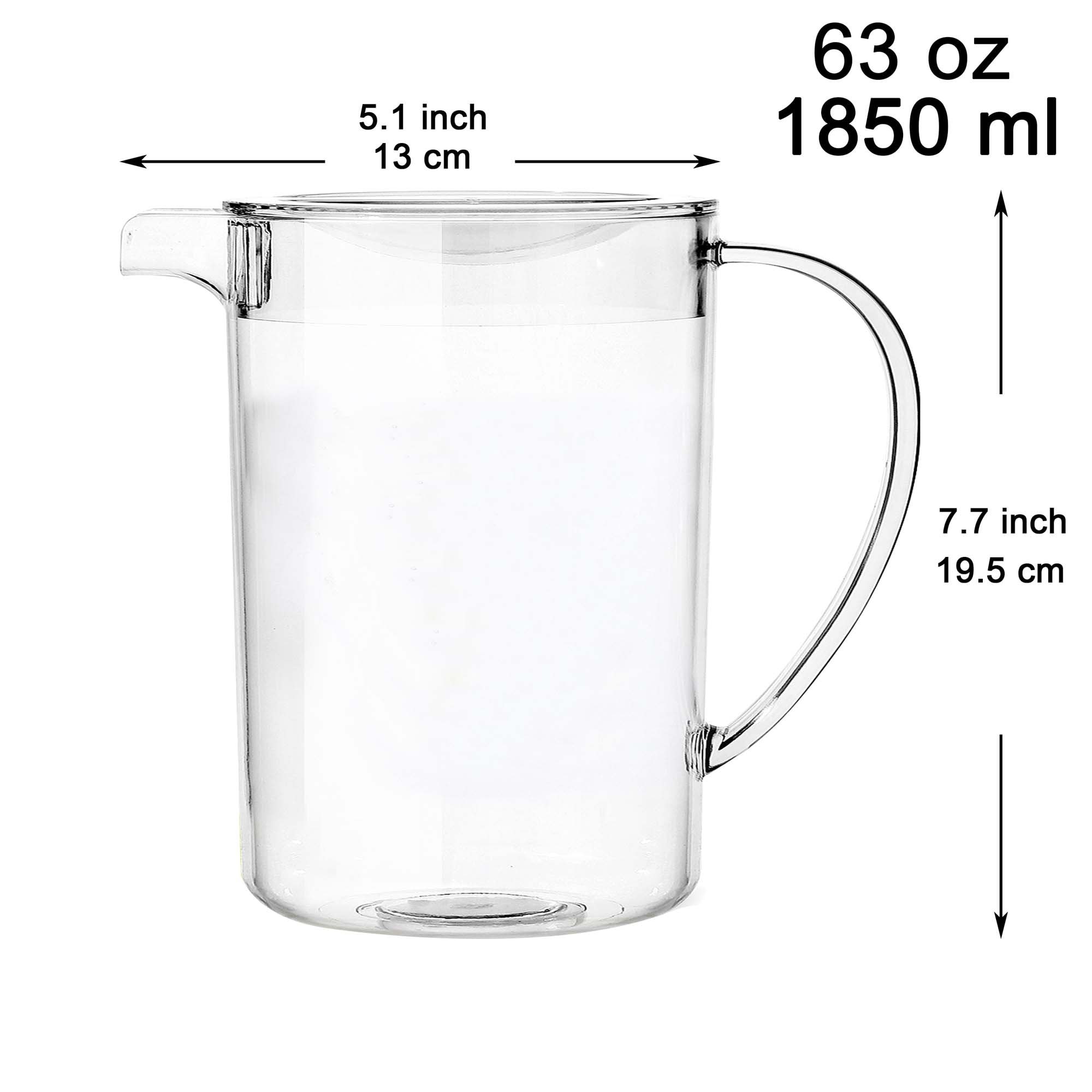 2 Quarts Plastic Pitcher With Lid, Clear Wide Plastic Pitcher Great for  Iced Tea, Sangria, Lemonade YE393.822 
