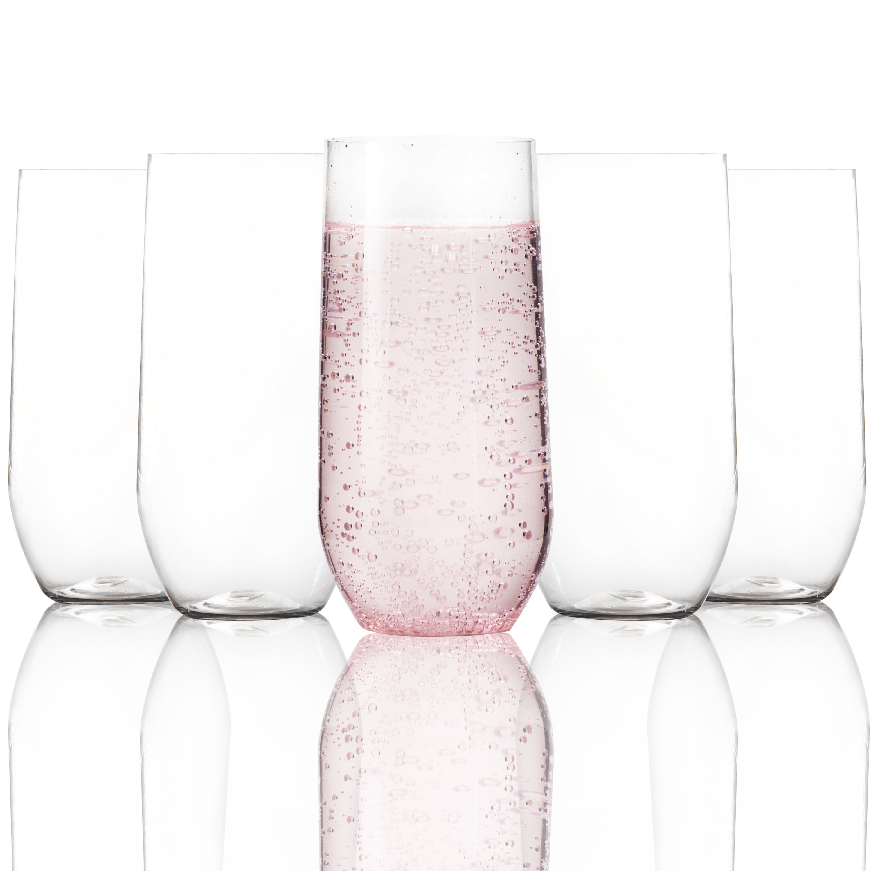 9 oz. Clear Stemless Champagne Flutes 6 Pack - Posh Setting