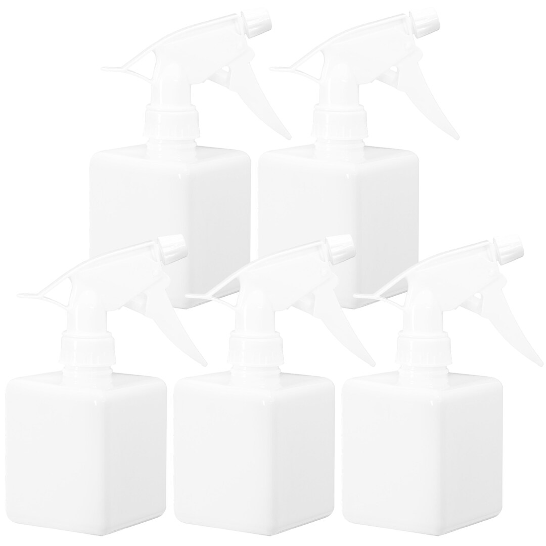 Youngever 5 Pack 8OZ Empty Plastic Spray Bottles, White Square Spray