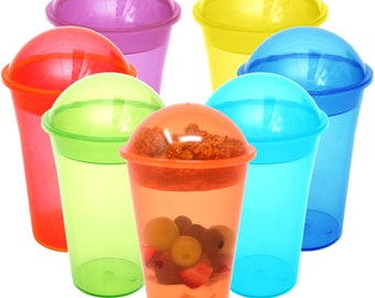 Youngever 7 Sets 12OZ Plastic Yogurt Cups, Reusable Dessert Cups with Inserts and Dome Lids, Parfait Cups, Spill and Leak Proof YE395.543