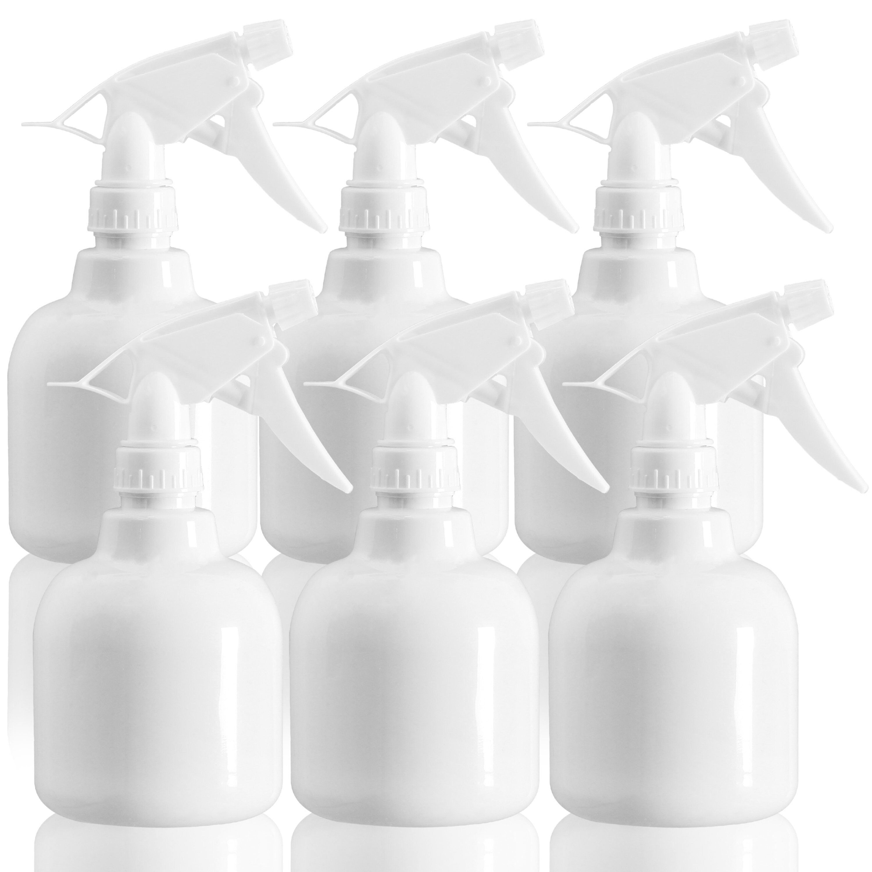 Youngever 6 Pack Empty Plastic Spray Bottles, White Spray Bottles for Hair and Cleaning Solutions (16 Ounce)