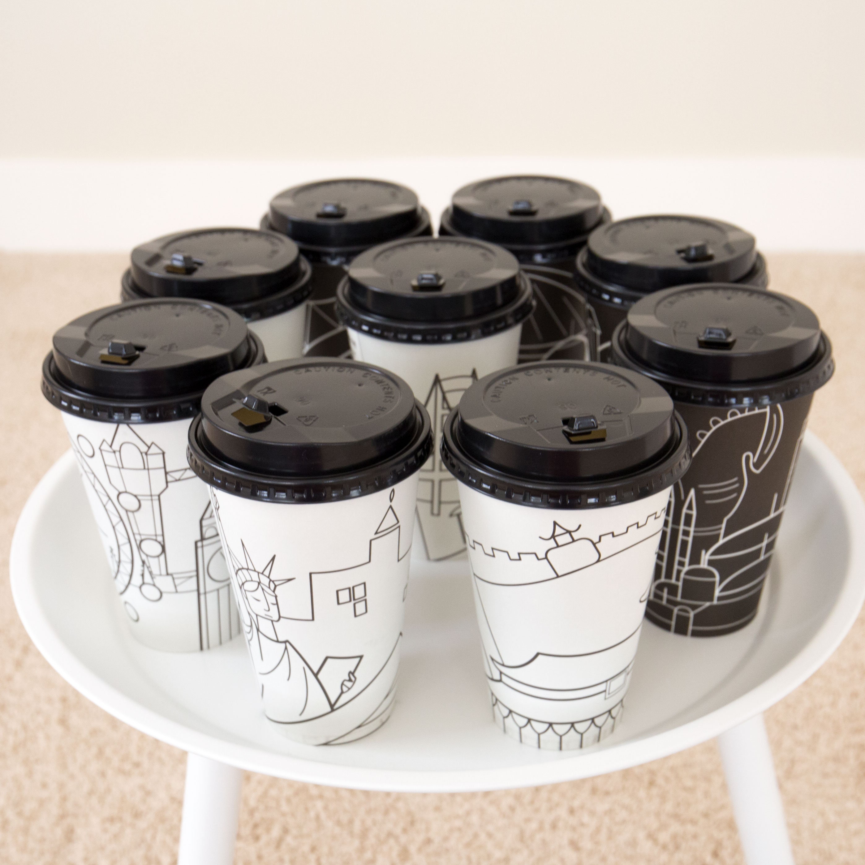 70 Sets Disposable Coffee Cups With Lids, to Go Hot Coffee Cups