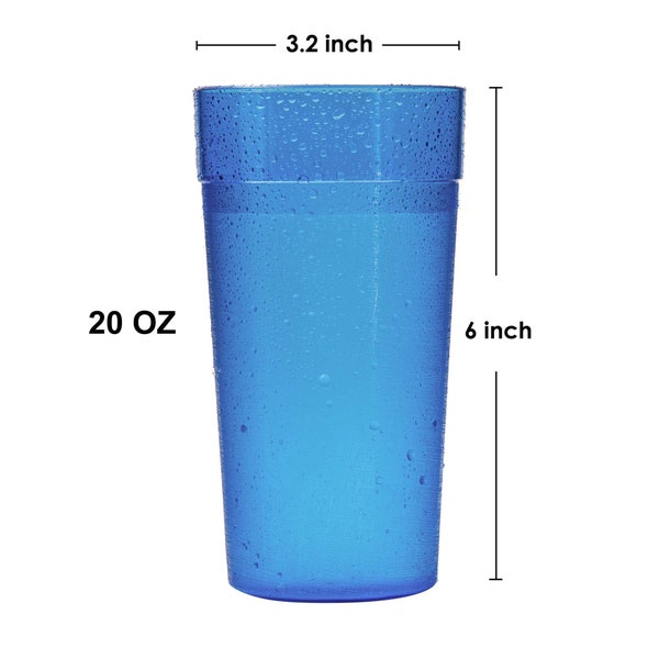 18 Pack 20OZ Plastic Tumblers, Break-Resistant Drinking Glasses, Restaurant-Quality Shatterproof Beverage Tumblers, 6 Colors YE985.367