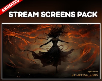 Dark Enchantress twitch overlay pack - Summoning Magic black Animated Stream Background - Sorceress screens - starting soon, be right back
