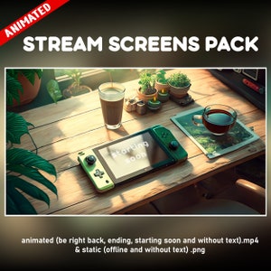 Cozy gaming console Twitch overlay animated package- Cute screens background for stream - Starting soon, be right back, ending, offline