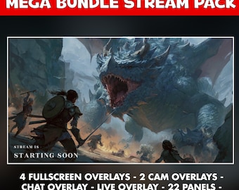 Epic Dragon Fantasy Twitch Overlay Animated - Stream Screens + Panels for D&D, RPG, Action Games - Chat, cam, live