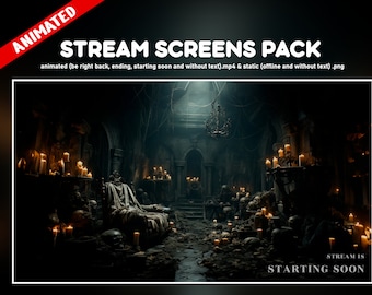 Geanimeerde schermen voor twitch pack horror gothic room - Overlays stream terreurschedels angst - binnenkort van start, zo terug