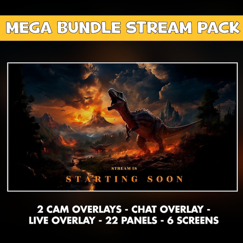 Dinosaur Twitch Overlay Animated Pack - Jurassic Era Background Stream ...
