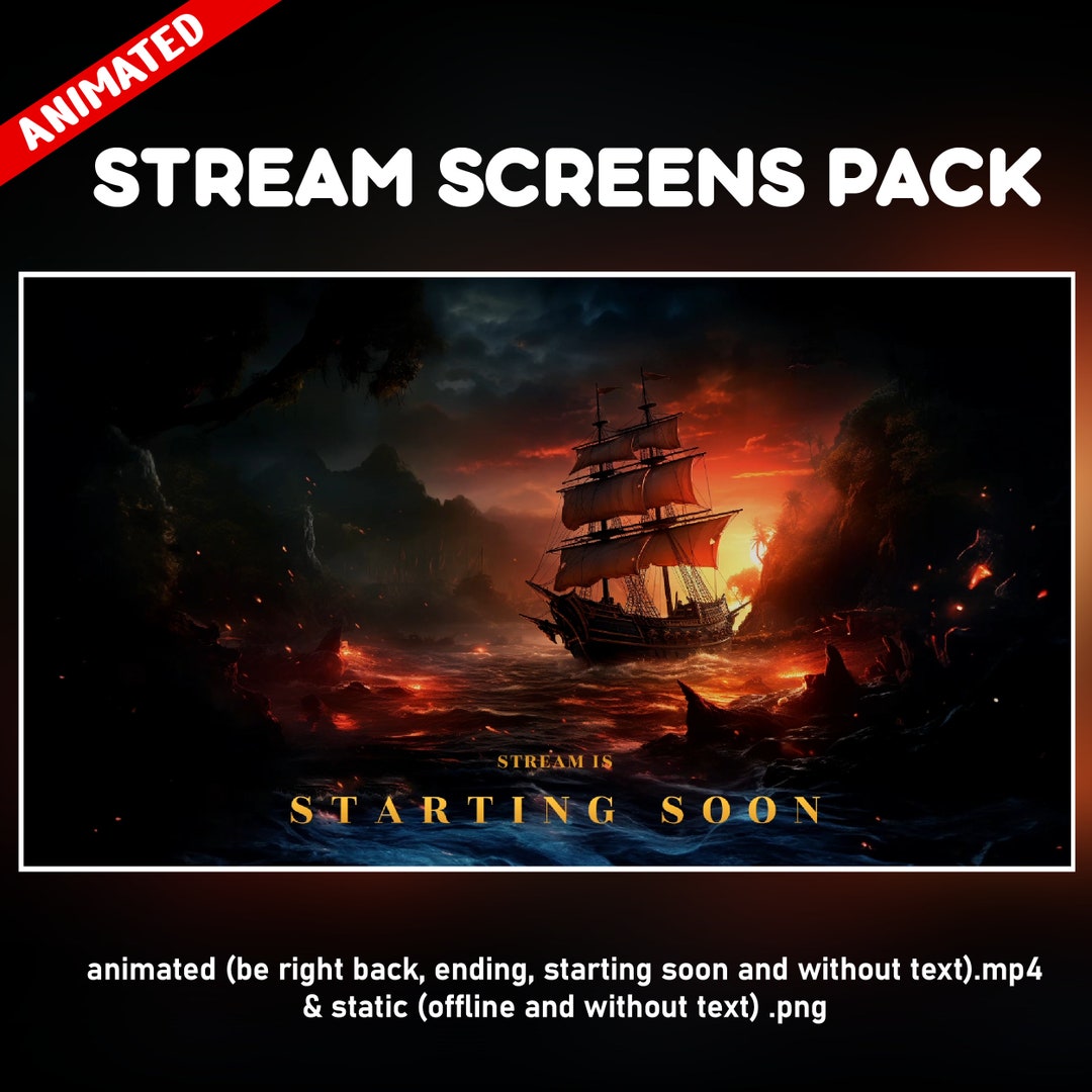 Pirate Ship Twitch Overlay Animated Pack Sailing Boat Fantasy ...