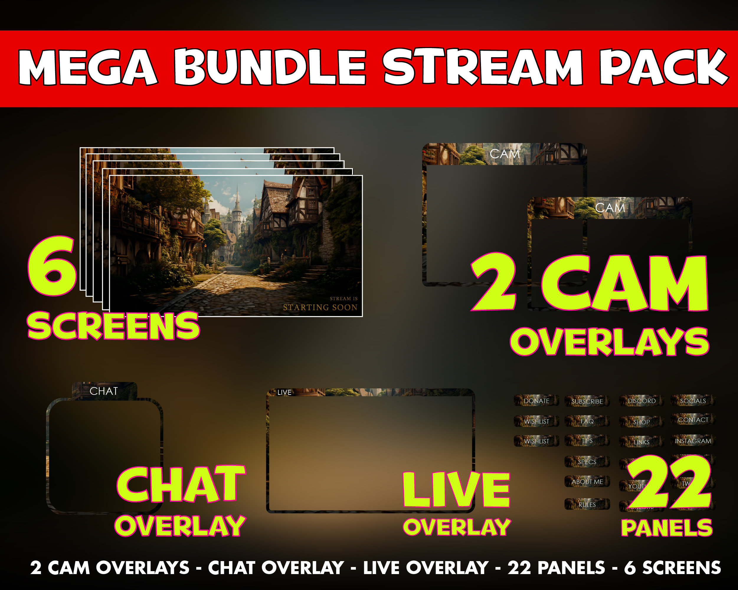 Cozy Medieval Twitch Overlay Animated Pack - Medieval Village Cute ...