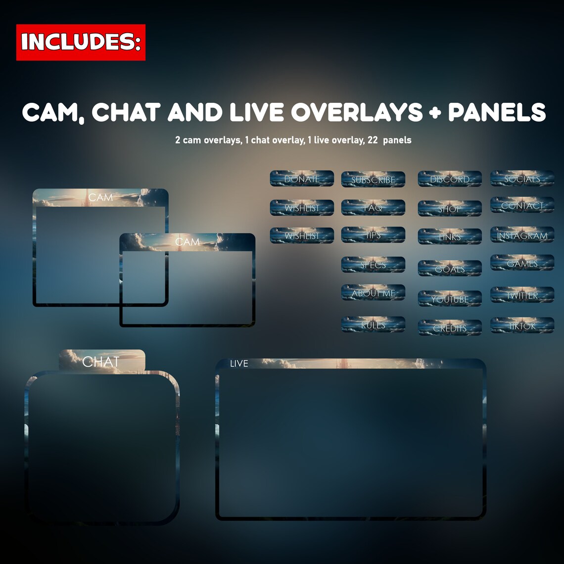 Compacted Chat Landscape Fantasy Landscape Twitch Overlay Animated Pack - Magical Kingdom ...