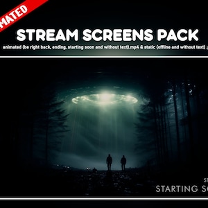 Alien Twitch Overlay animated pack - UFO stream screens - Enchanting screens sci-fi  - starting soon, be right back, ending, offline