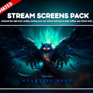 Owl fantasy twitch overlay animated pack - bird magic celestial cozy background stream - starting soon, be right back, ending and offline