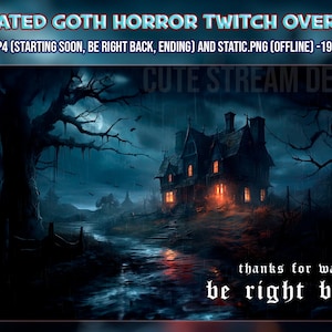 Goth twitch overlay animated - horror house dark background screens perfect for your stream -  haunted trees twitch overlay
