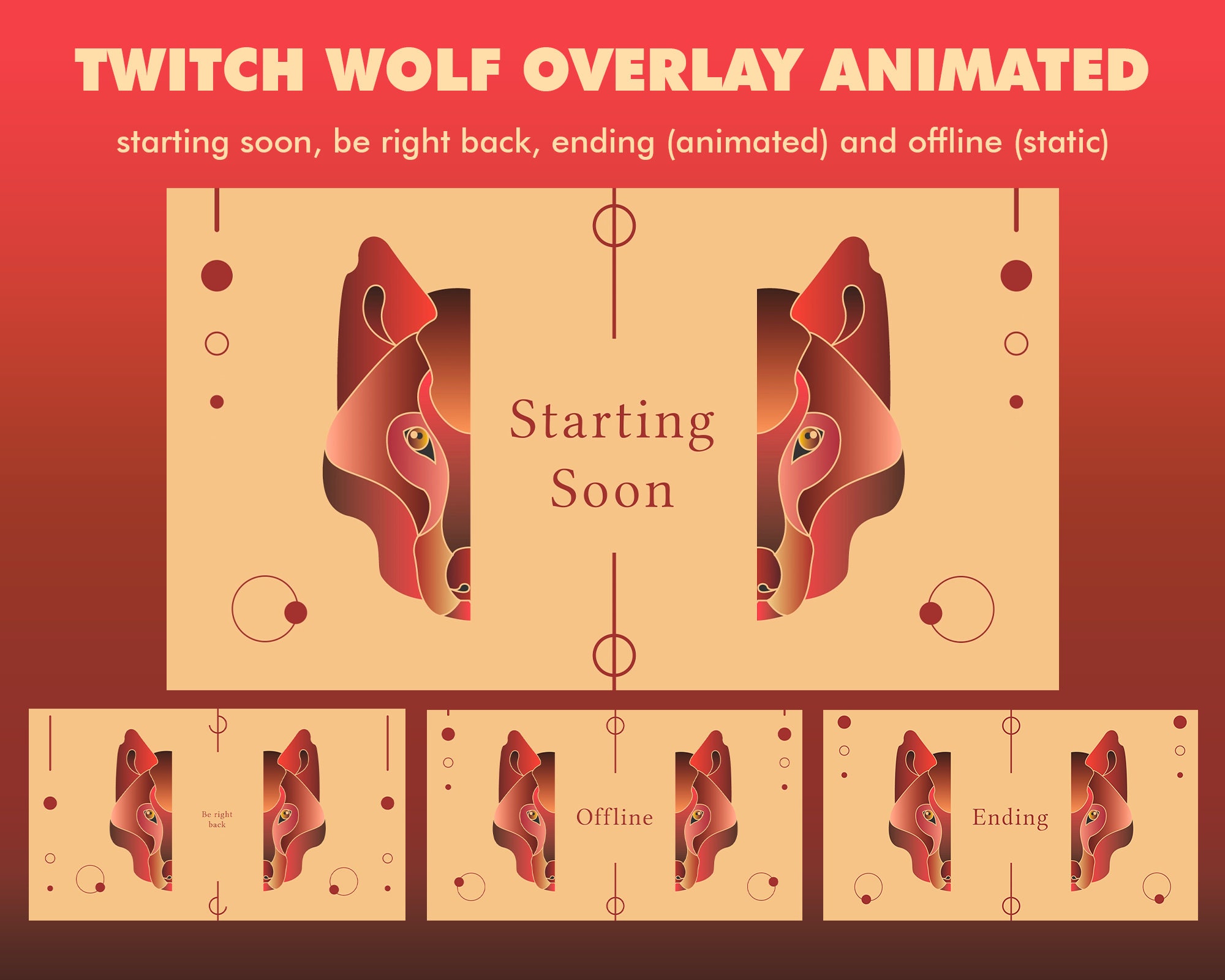 Twitch Animated Overlay Wolf Pack Animal Screen Perfect to Decorate