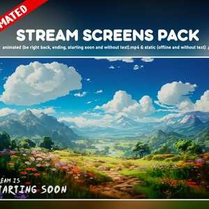 Meadow Twitch Overlay animated pack - landscape plants stream screens - Enchanting scene aesthetic nature - starting soon, be right back