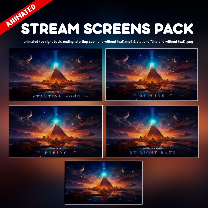 Egypt Twitch Overlay Animated Pack - Pyramid Night Landscape Space ...