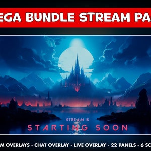 Animierte Bildschirme für Twitch Pack Landscape Fantasy – Overlays Streamer Valorant – 6 Bildschirme – Chat, Live-Cam-Overlays – Panels