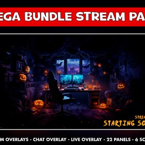 Schermi animati per twitch gothic room halloween - Sovrapposizioni di streamer - 6 schermi - Sovrapposizioni di chat live cam - pannelli