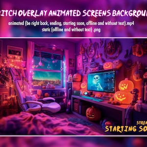 Goth twitch overlay animated - Spooky screens perfect for your stream - Animated Background Vtuber