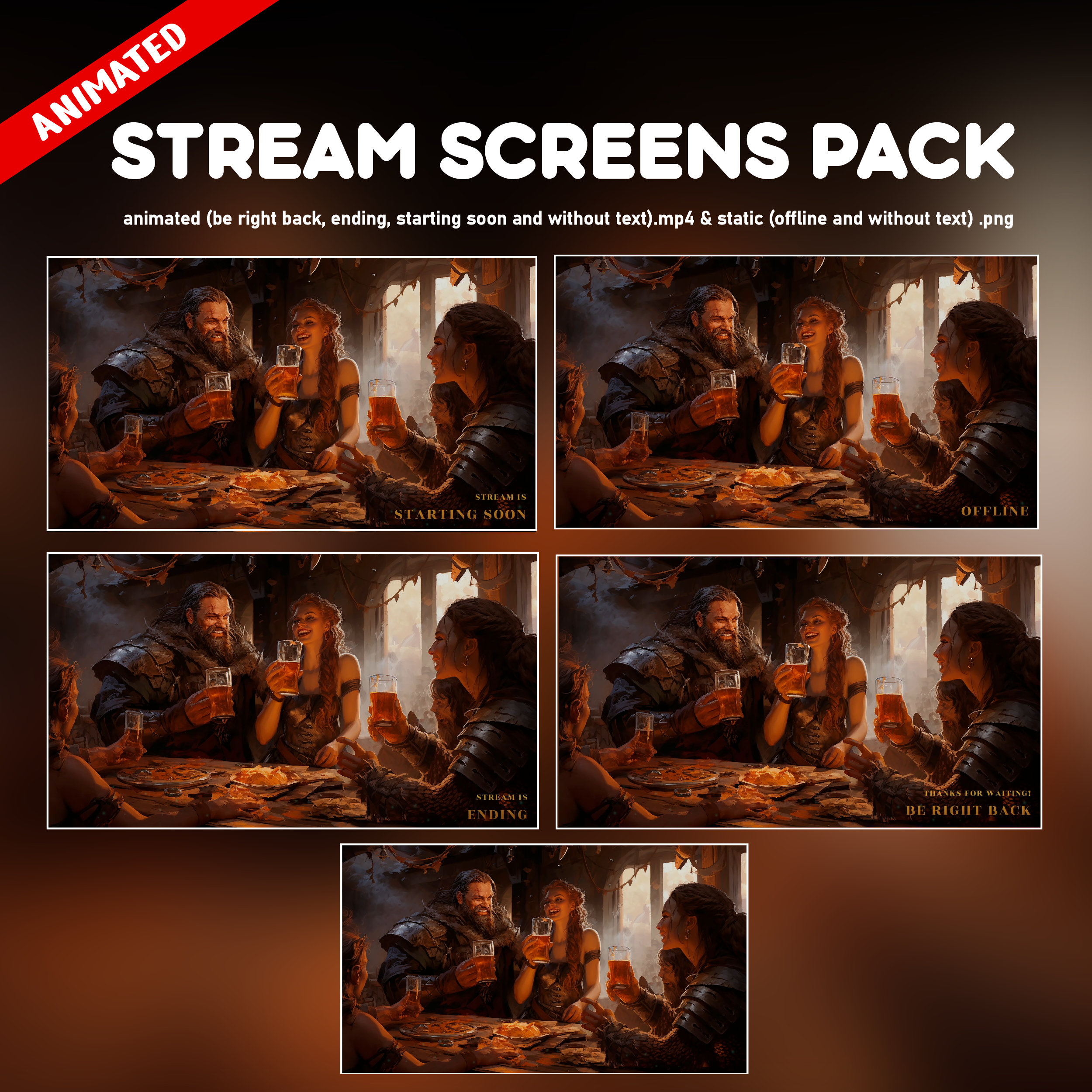 Cozy Medieval Tavern Twitch Overlay Animated Pack - Medieval D&d Cute ...