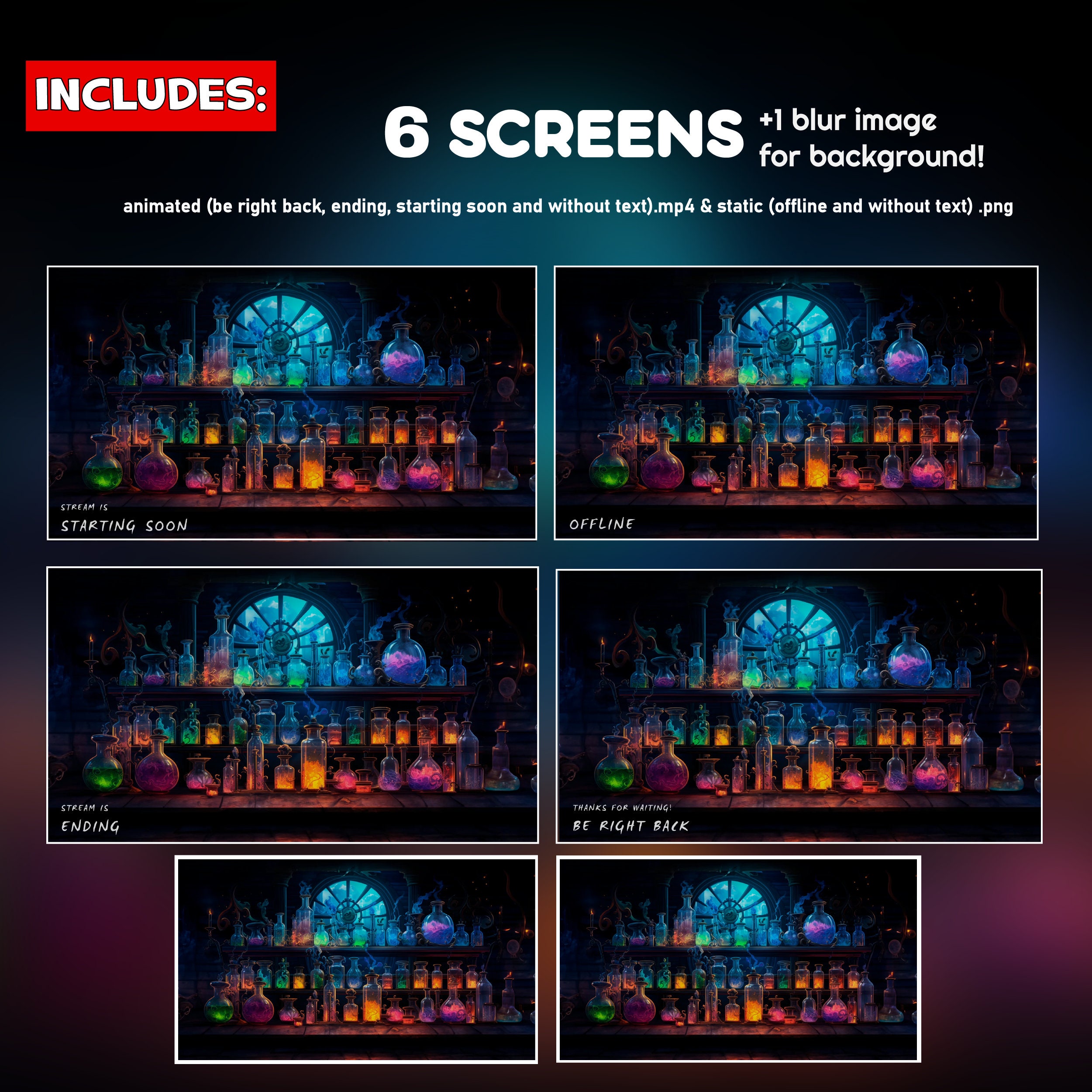 Witch Laboratory Twitch Overlay Animated Pack - Witch Potion Screens ...