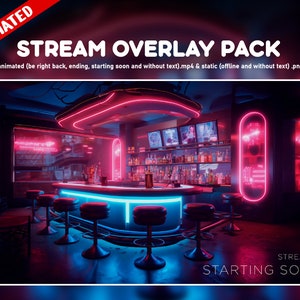 Retro-futuristisches Twitch-Overlay animiert – Inspirierte Videospiel-Bildschirme – bald beginnend, zurückkommend, endend und offline