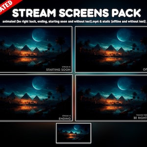 Egyptian Twitch Overlay Animated - Pyramid Night Landscape Moon Planet ...