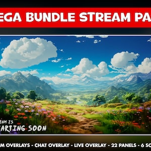 Meadow Twitch Overlay animated pack - landscape plants stream screens - Enchanting screens aesthetic nature - chat live cam overlays, panels