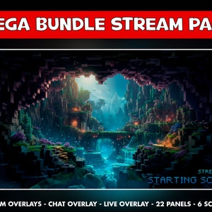 Schermate animate per twitch pack minecraft landscape - Sovrapposizioni di streamer - 6 schermate - Chat, sovrapposizioni di webcam live - 22 pannelli