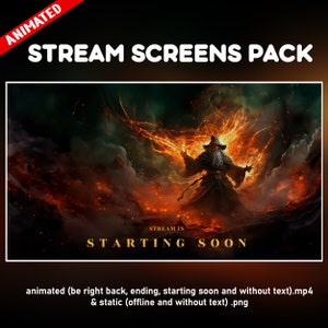 PACK Animierte Bildschirme zucken mit der Magie von Hexen, Zauberern und Kriegern – Epische Zauberer-Stream-Overlays – Beginnt bald, bin gleich wieder da, endet